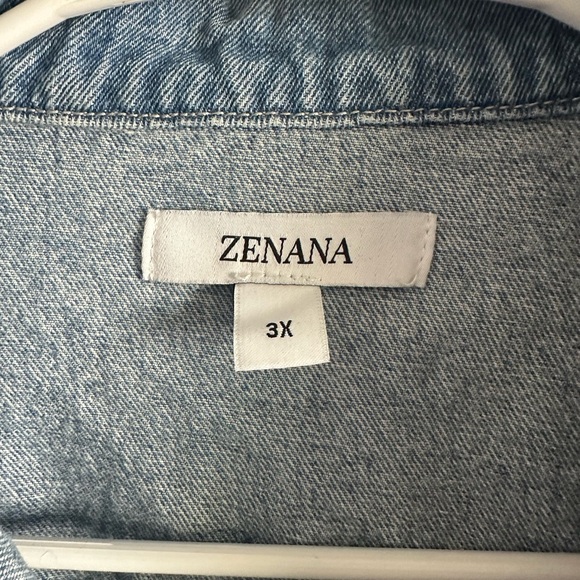 Zenana Outfitters Distressed Blue Denim Jacket - Picture 3 of 4